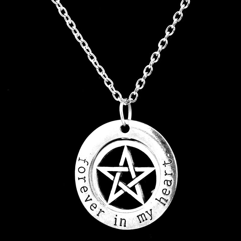 Wholesale Mother's Day Alloy Engraved Forever in Heart Pendant Necklace